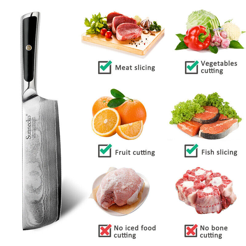 Japanese Nakiri Knife 7 Inch VG10 Damascus Steel Cleaver Cutting Kitchen Knife