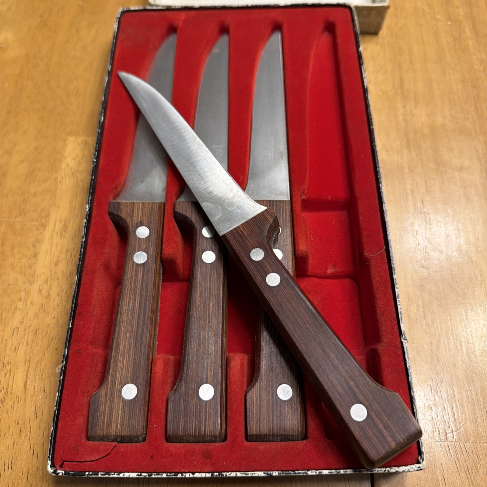 *4 Vintage Dansk Kobenstyle Steak Knives Mid Century Modern Teak Wood Handles*