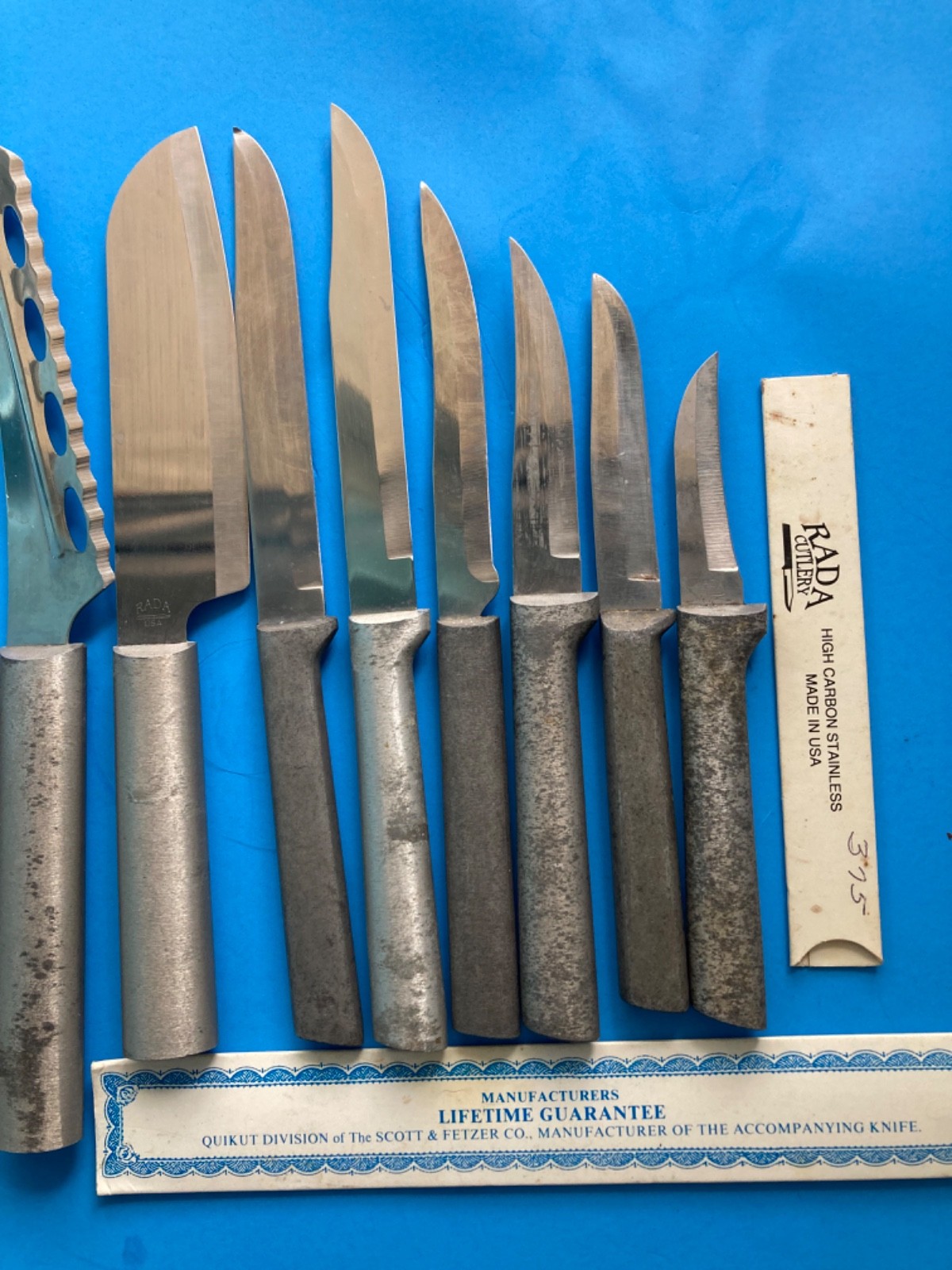 LOT 13 KITCHEN KNIFE MIXED ALUMINUM HANDLE RADA CHEF Knives Cheese Steak Slicers