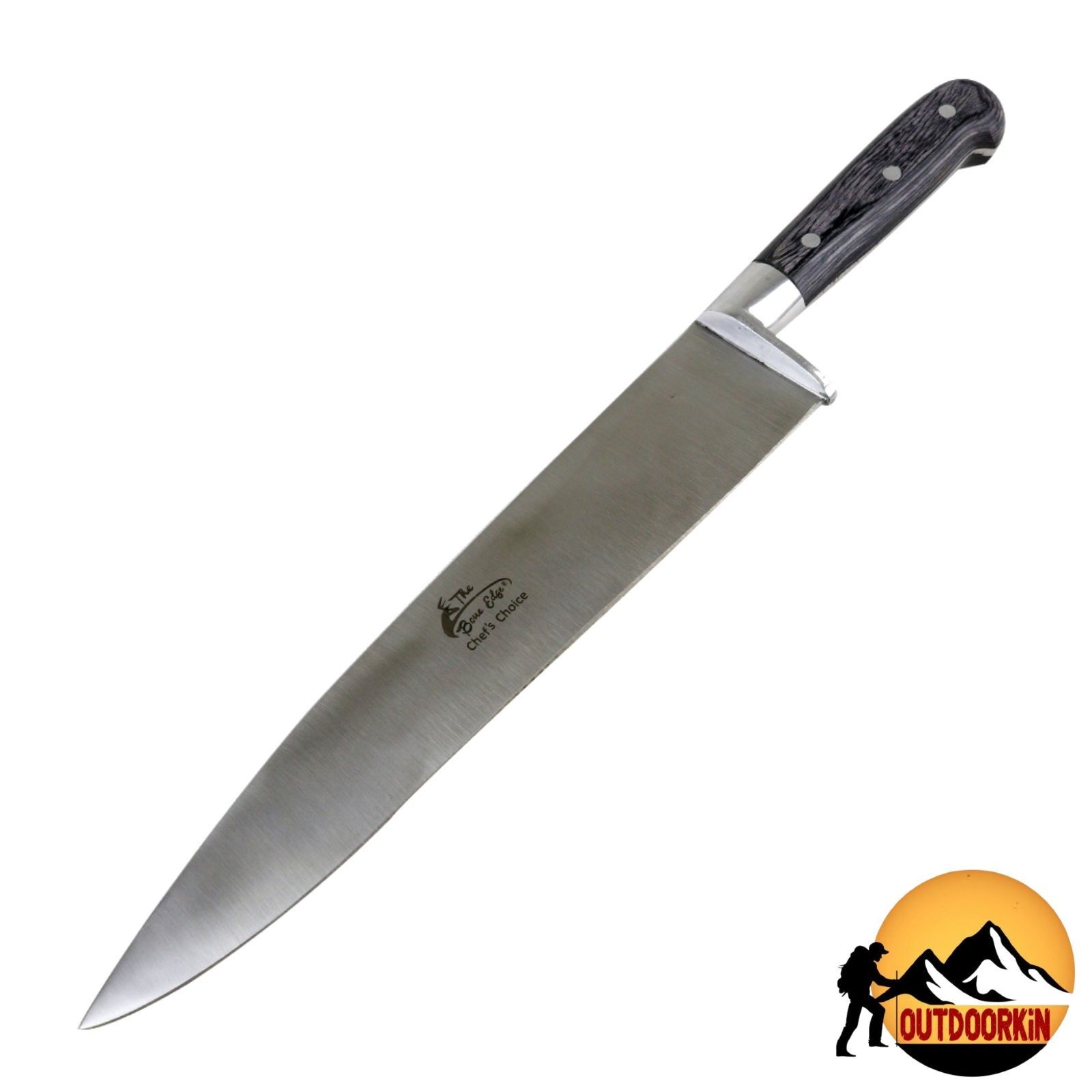 14.5″ FULL TANG Black CHEF Kitchen Knife Fixed Blade BUTCHER Knife WOOD Handle