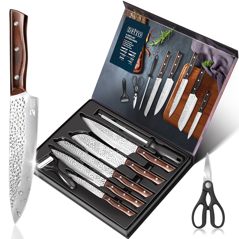 9PCS Kitchen Knife Set Japanese Chef Knives Stainless Steel Cleaver w/ Gift Box