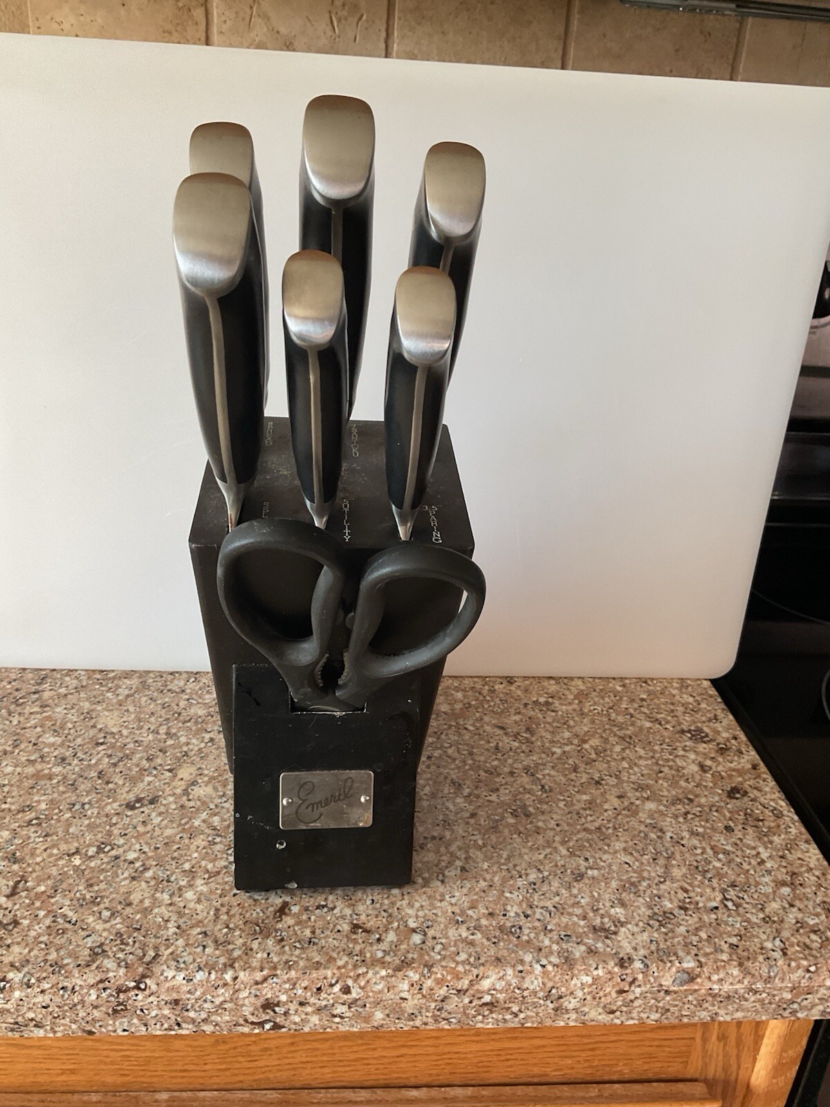 Emeril Lagasse Black Wood Kitchen Knife And Scissor Block Holder