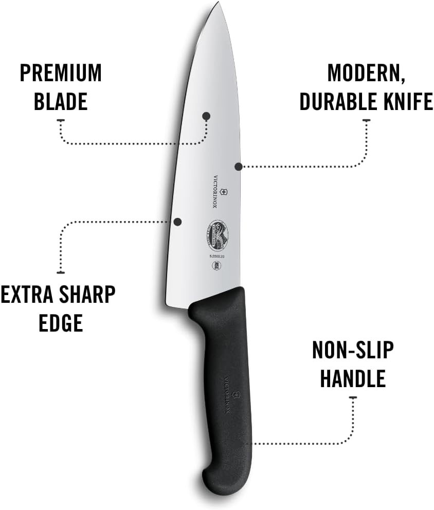 Victorinox Swiss Army 5.2063.20 Fibrox Chef’s Knife Black 8 in