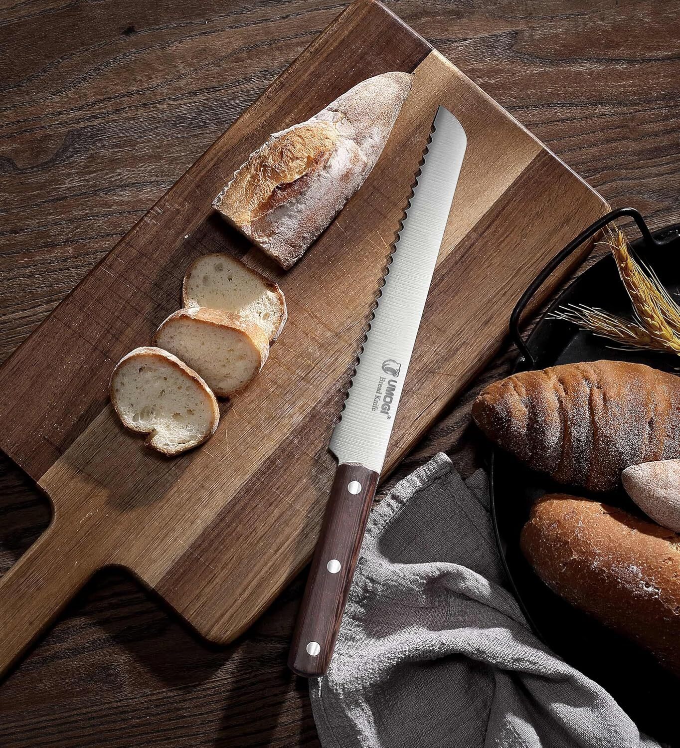Kitchen Knife Set 6 Piece with Sheath Covers in Gift Box – Full Tang Wooden
