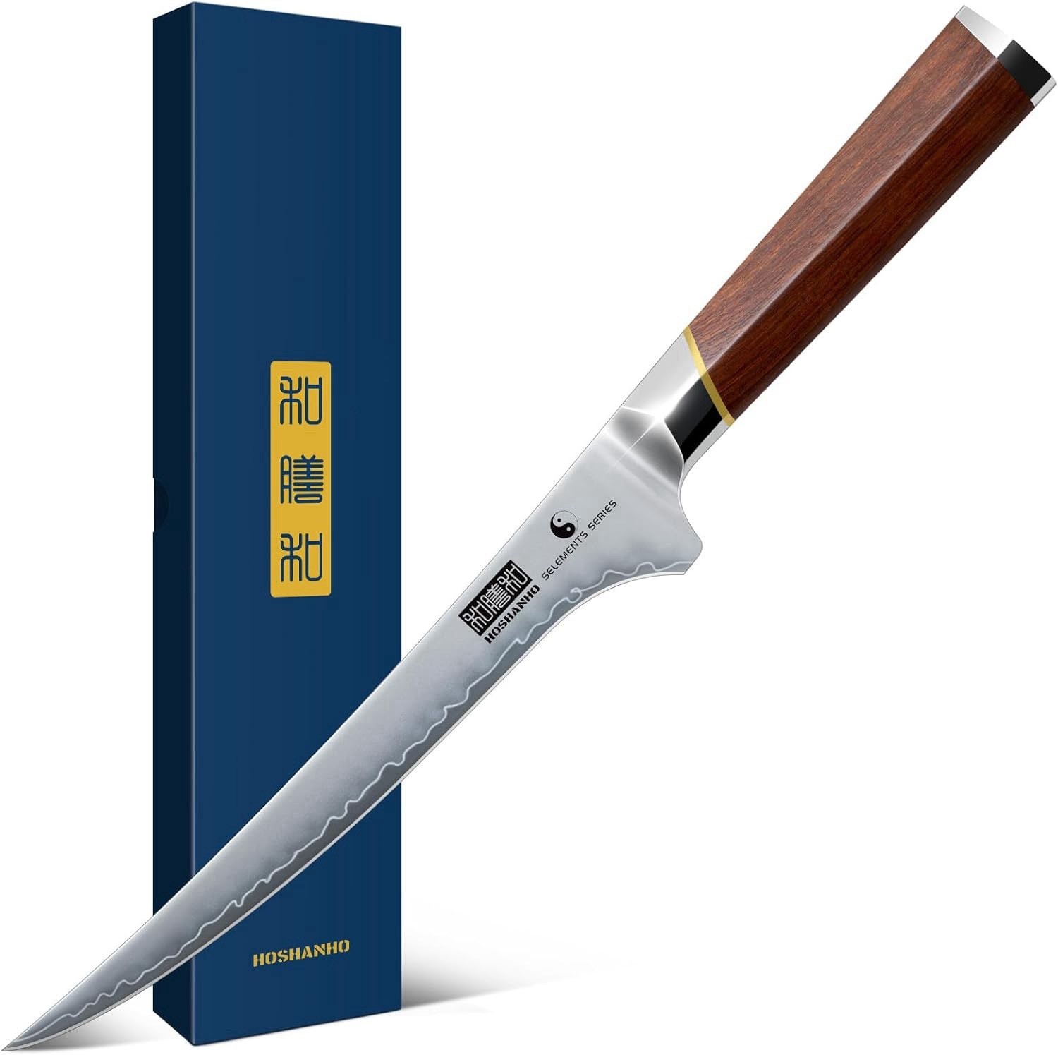 7” Fillet Knife, Japanese High Carbon Steel Boning Knife w/Red Sandalwood Handle
