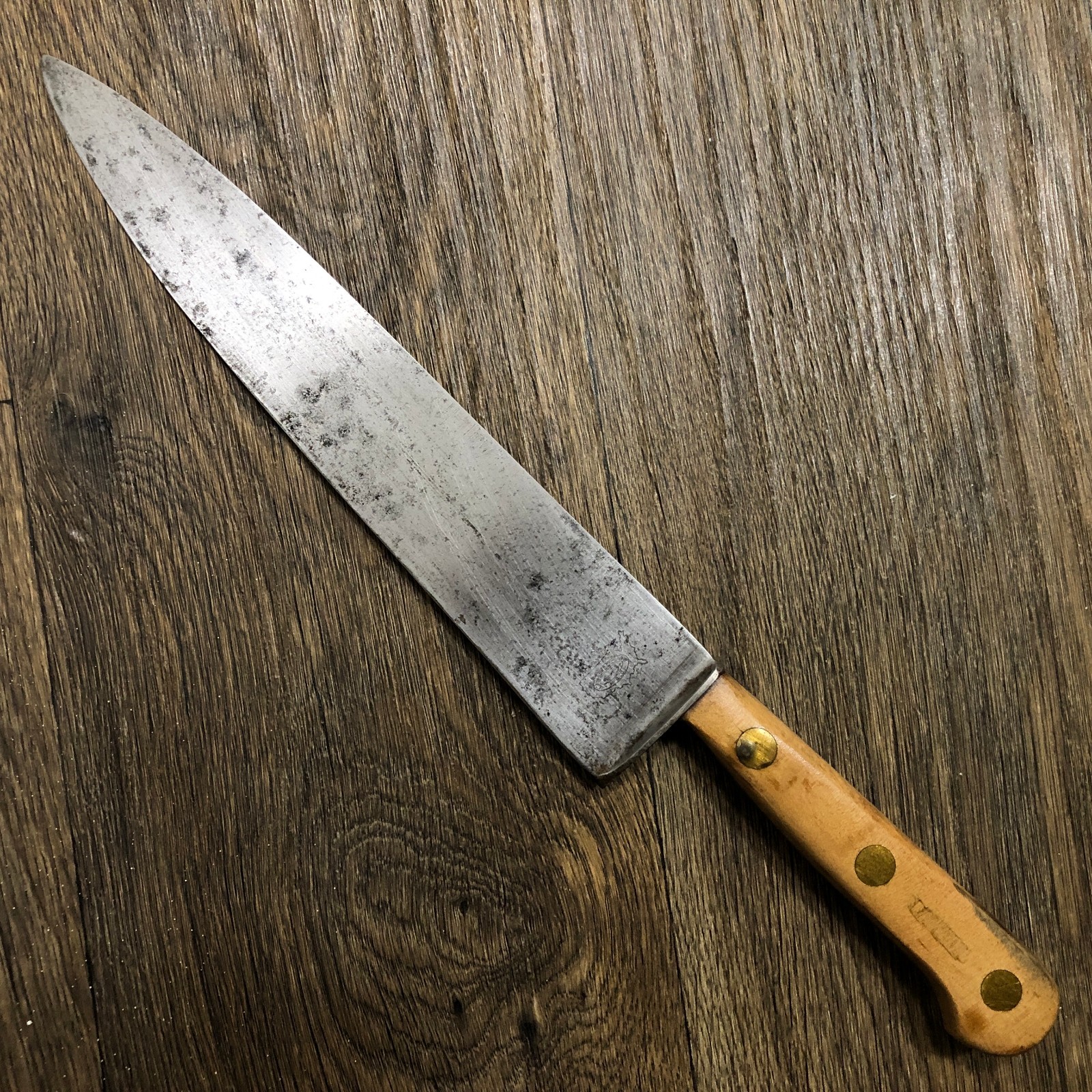 Vintage 50s 60s Lamson & Goodnow USA 10″ Carbon Steel Kitchen Chef’s Knife