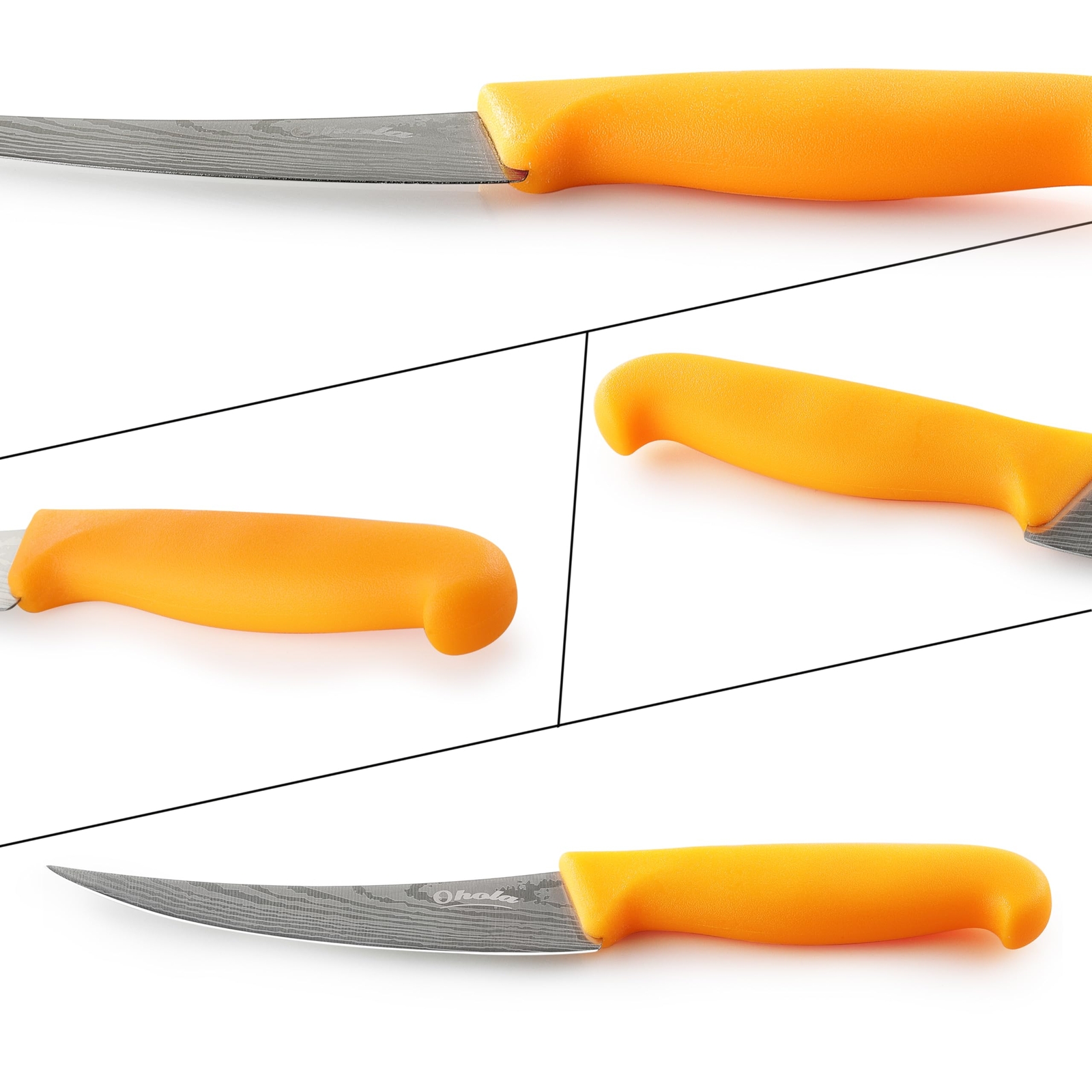 2PCS Curved Boning Knife 6 Inch Deboning Knife Premium Stainless Steel Fillet