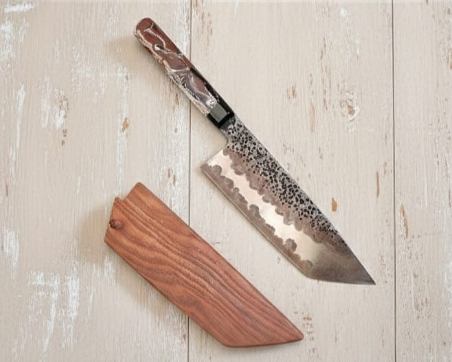 Handmade Hammered High Carbon Steel Kiritsuke Chef Knife Japanese Bunka Wood Say