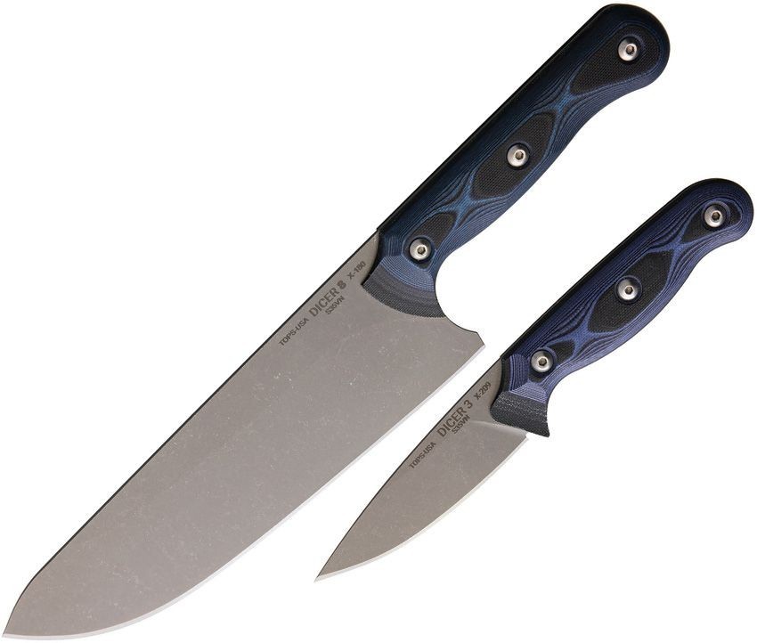 TOPS Dicer Chef/Paring Kitchen Knives Full Tang S35VN Steel Blades G10 Handles