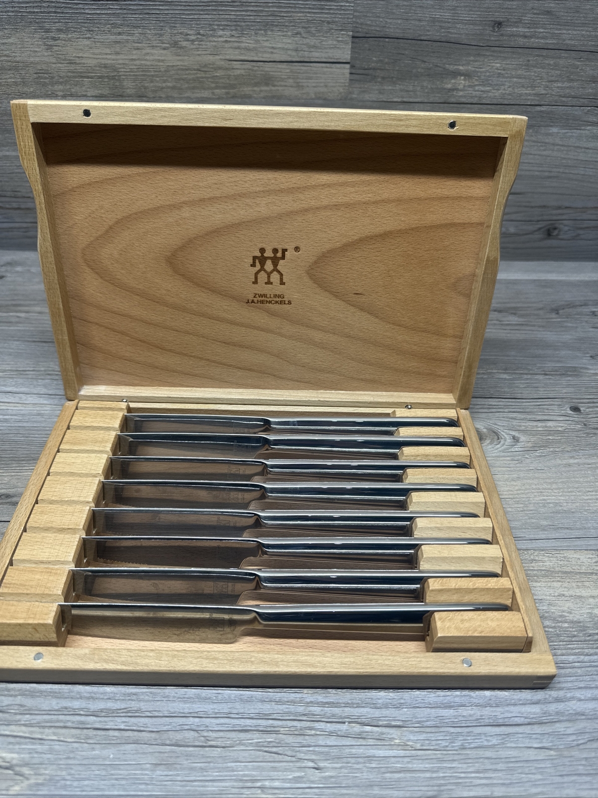 Zwilling J.A. Henckels 8-Piece Steak Knife Set w/ Wooden Presentation Box Case