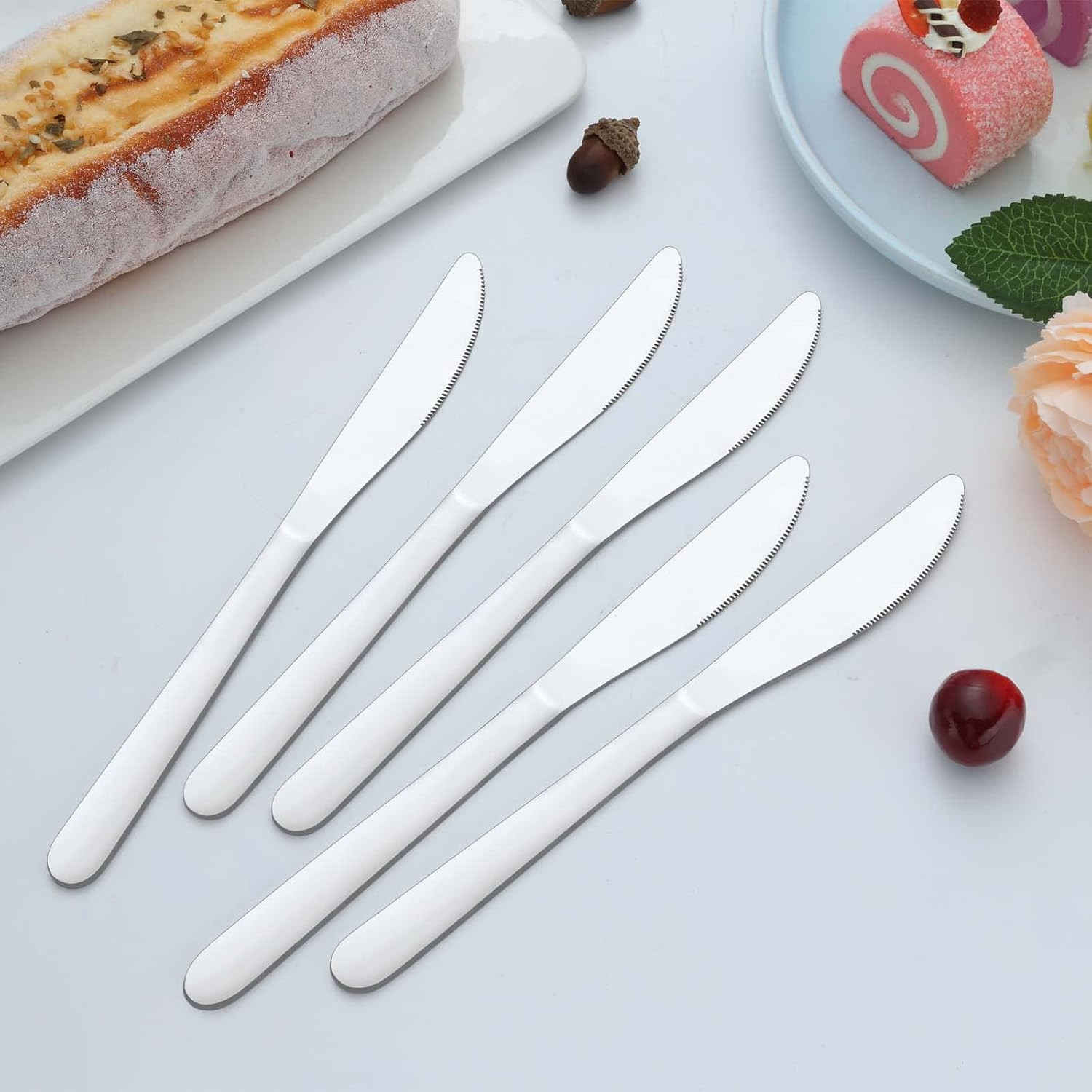 24-Piece Knife Set, 9-Inch Dinner & Butter Knives, Stainless Steel Table Knif…