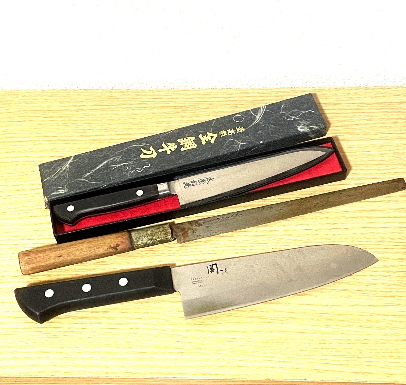 Japanese Kitchen Knife Lot 3 Kiya No.6 Seki Magoroku Moegi Aogami #2 Japan