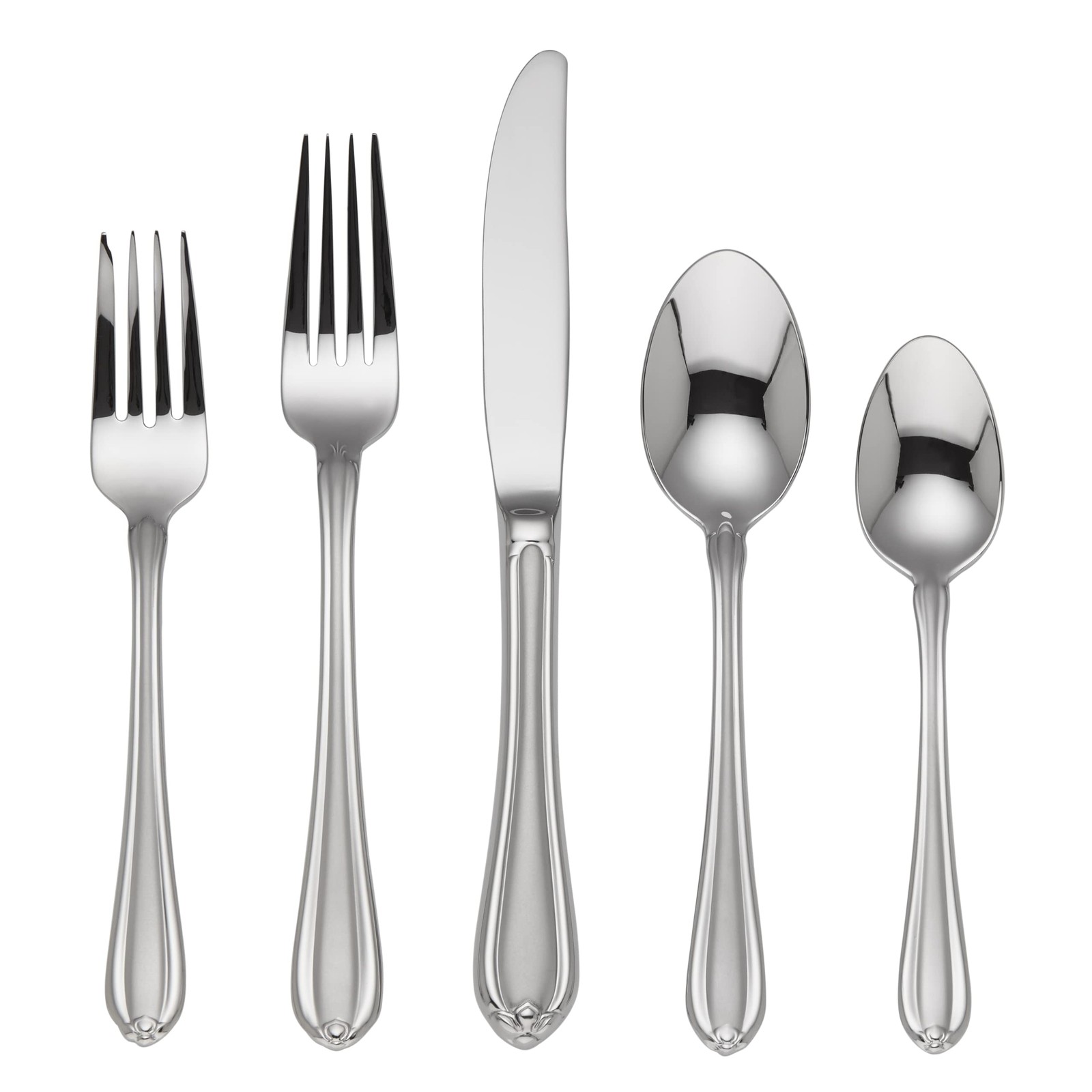 Lenox Gorham Unisex Melon Bud Frosted 5 Piece Place Setting Stainless, Silver
