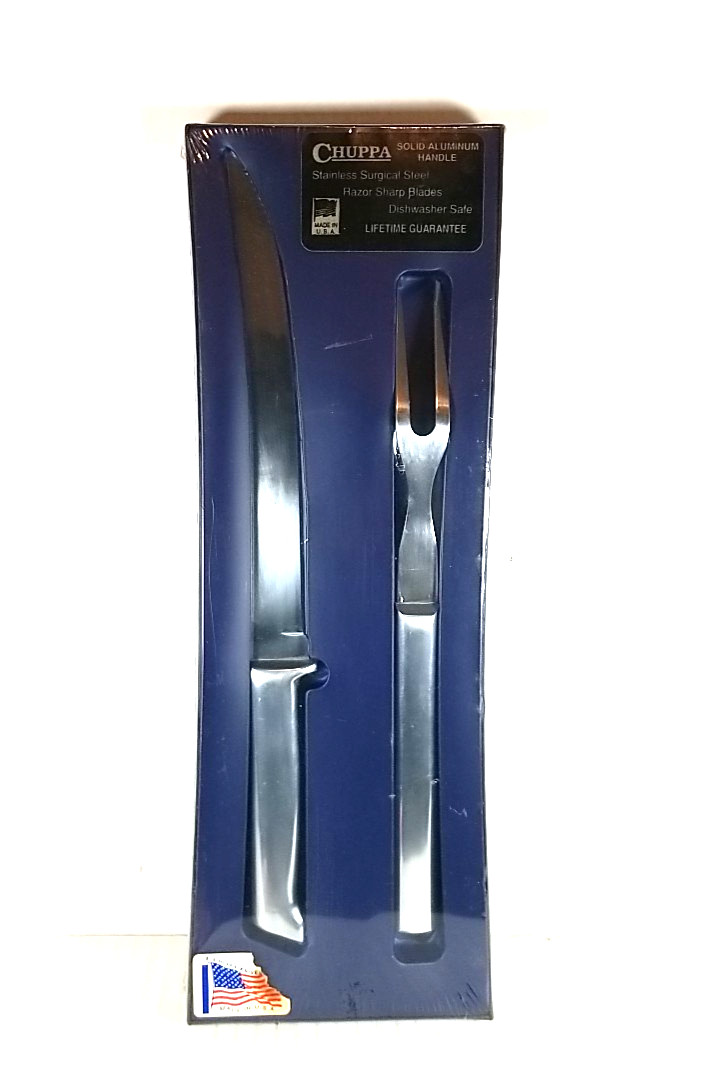 NEW CHUPPA CO Stainless Steel Carving Set Knife Fork New Old Stock Sealed