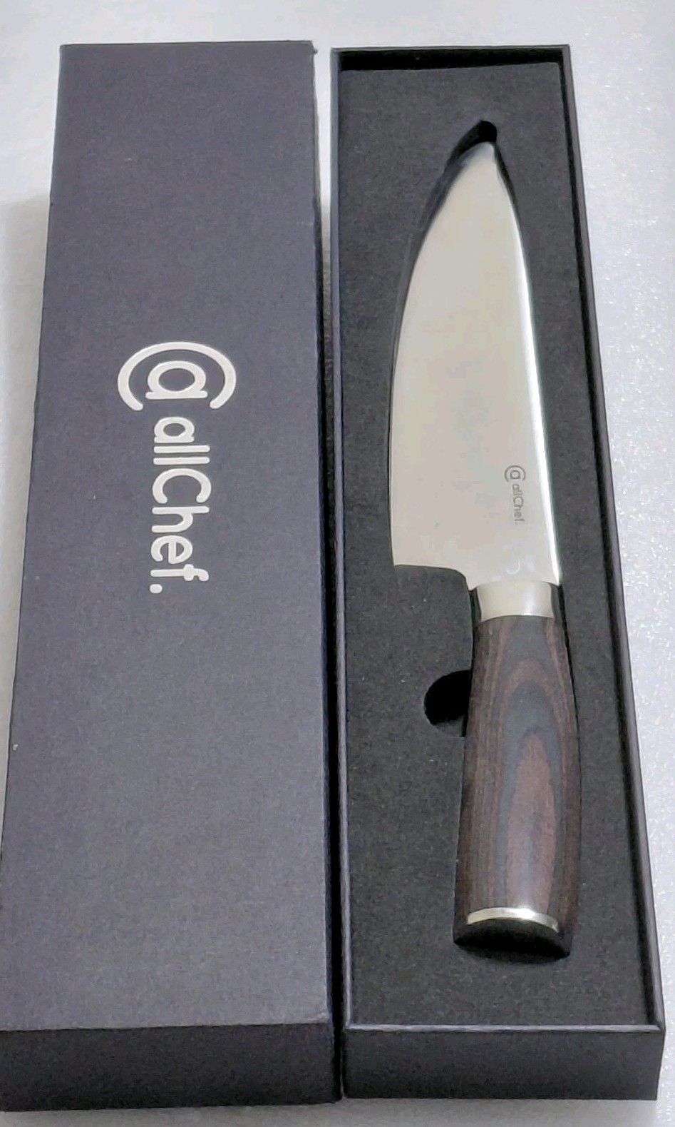 allChef® Professional Ultra Sharp Carbon Chef Knife Pakkawood Handle / End Cap