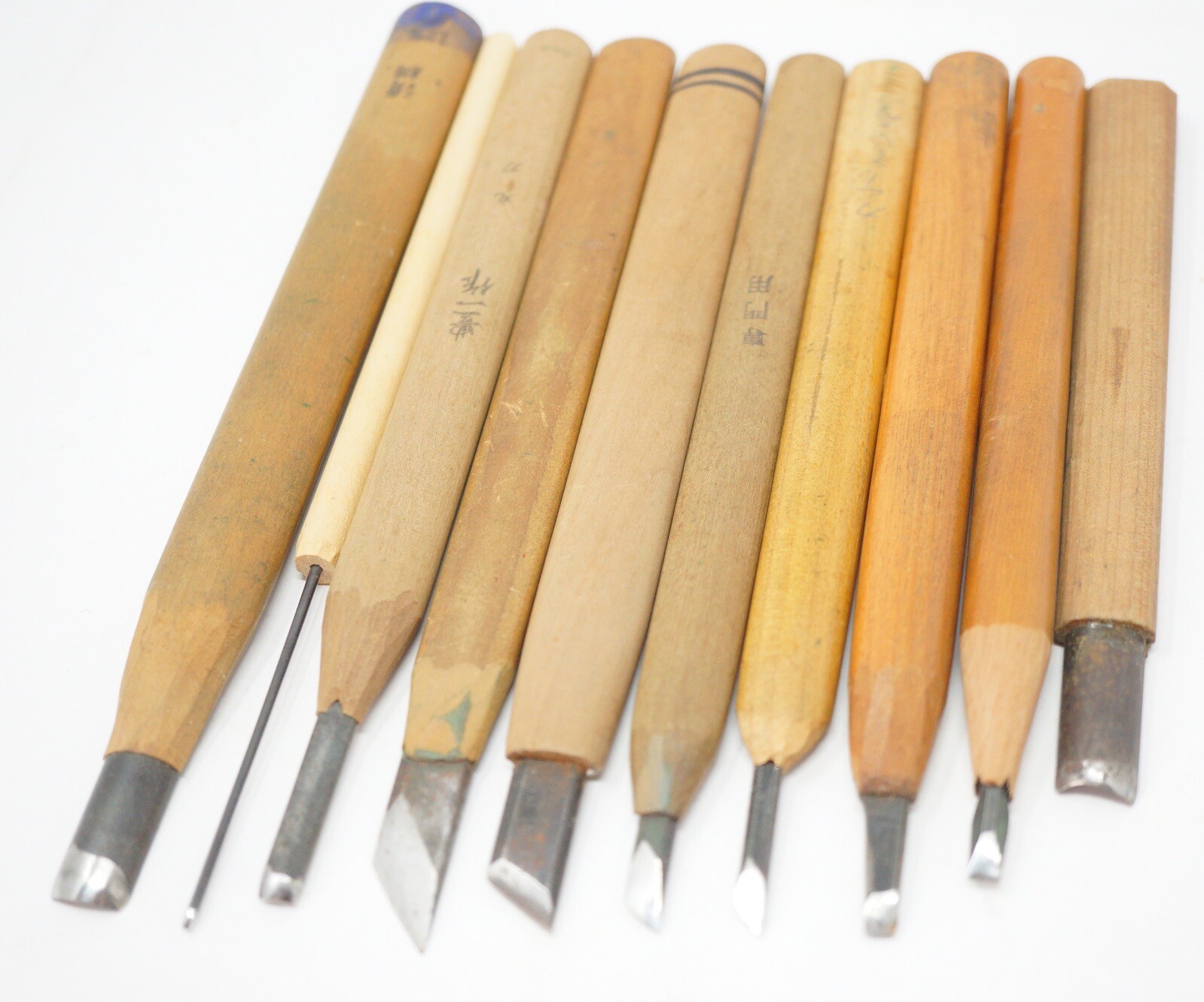 Vintage Wood Carving Knife Set 10 Tools Sharp and Original from Japan 1012D8