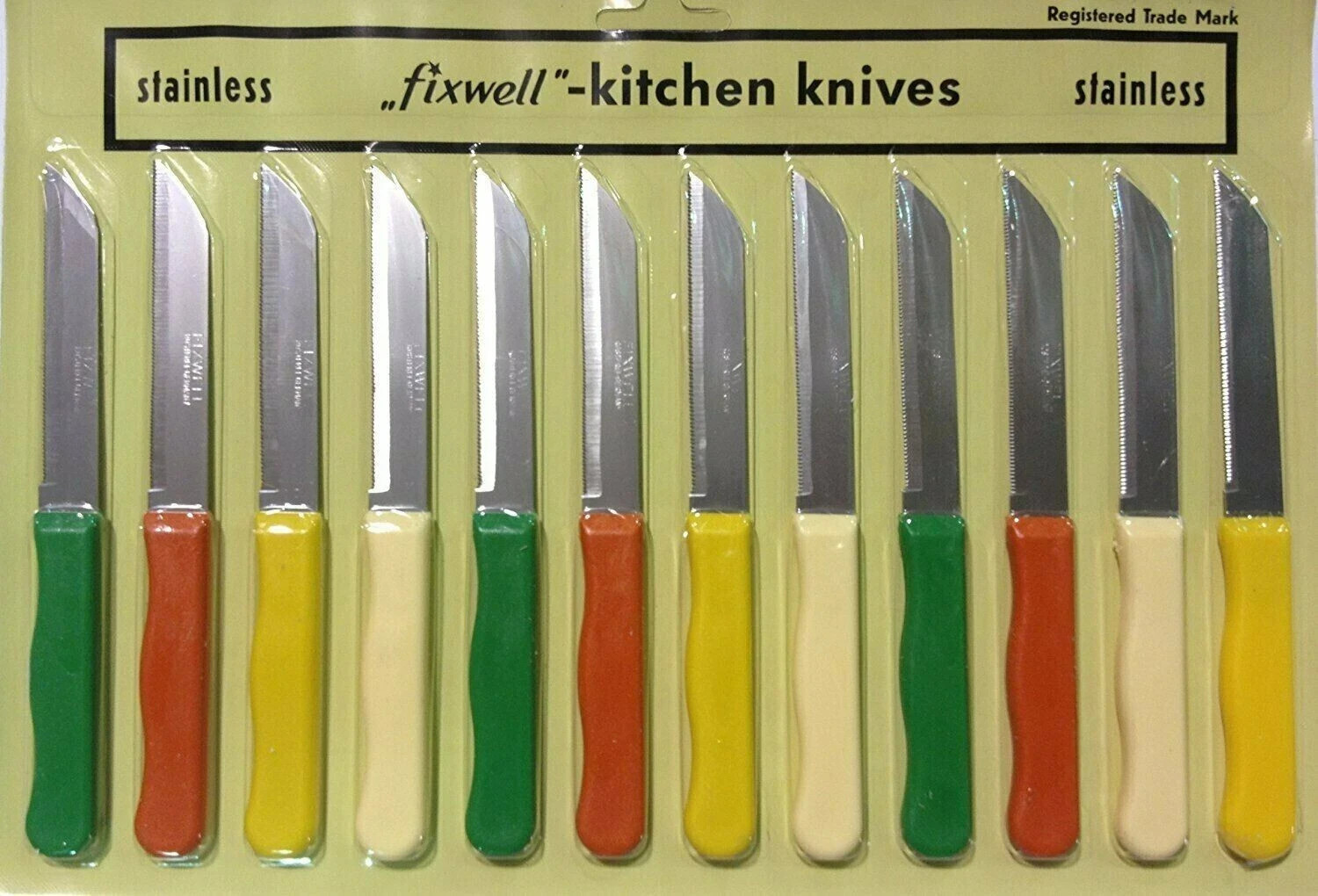 FIXWELL Stainless Steel Knife Set Assorted Color Multi-purpose Use Pack of 12Ps