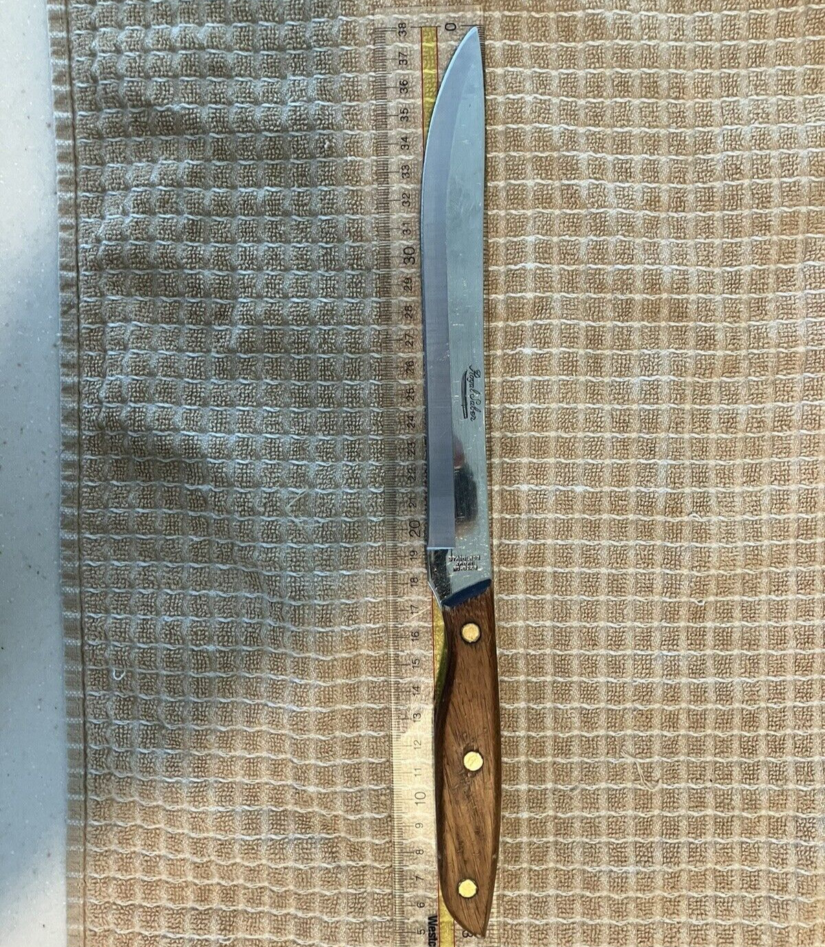 Royal Saber Kitchen Knife Stainless Steel Wooden Handle Made In Japan 13 Inches