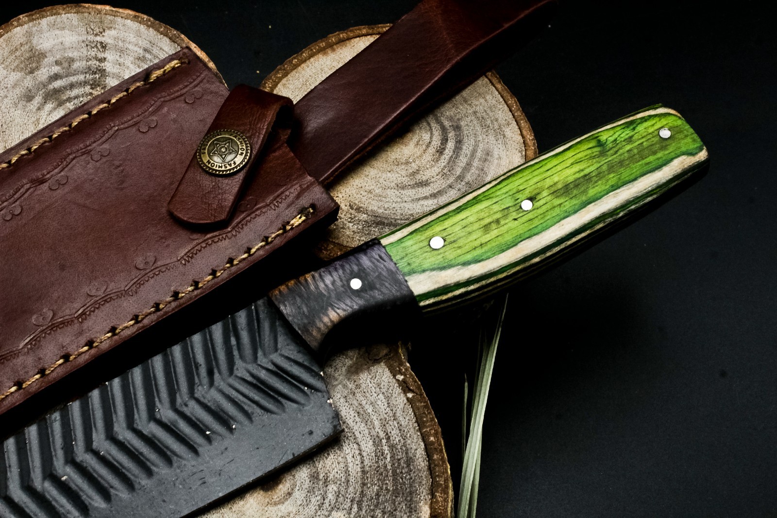 CUSTOM HANDMADE FORGED POWDER COATED CHEF KNIFE KITCHEN CHEF KNIVE