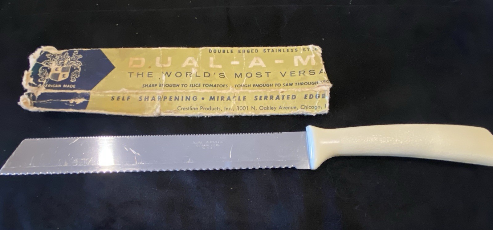 Dual-a-matic Double Edged Stainless Steel USA Vintage Knife Nylac Handle