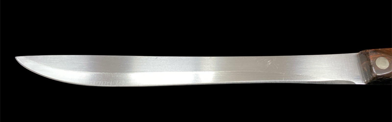 Vintage CUTCO 1723 Carver Knife 9″ Overall 14.5″ Blade Brown Swirl Handle