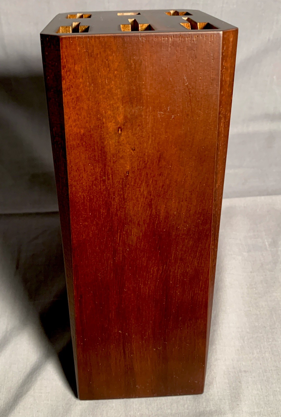 Hoshanho Knife Block #104 About 9” Tall Polished Wood 5 Slots Block Only