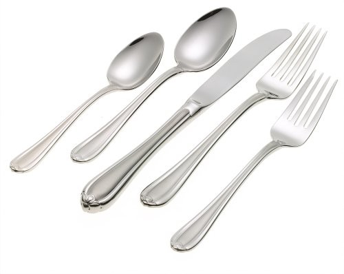 Lenox Gorham Unisex Melon Bud Frosted 5 Piece Place Setting Stainless, Silver