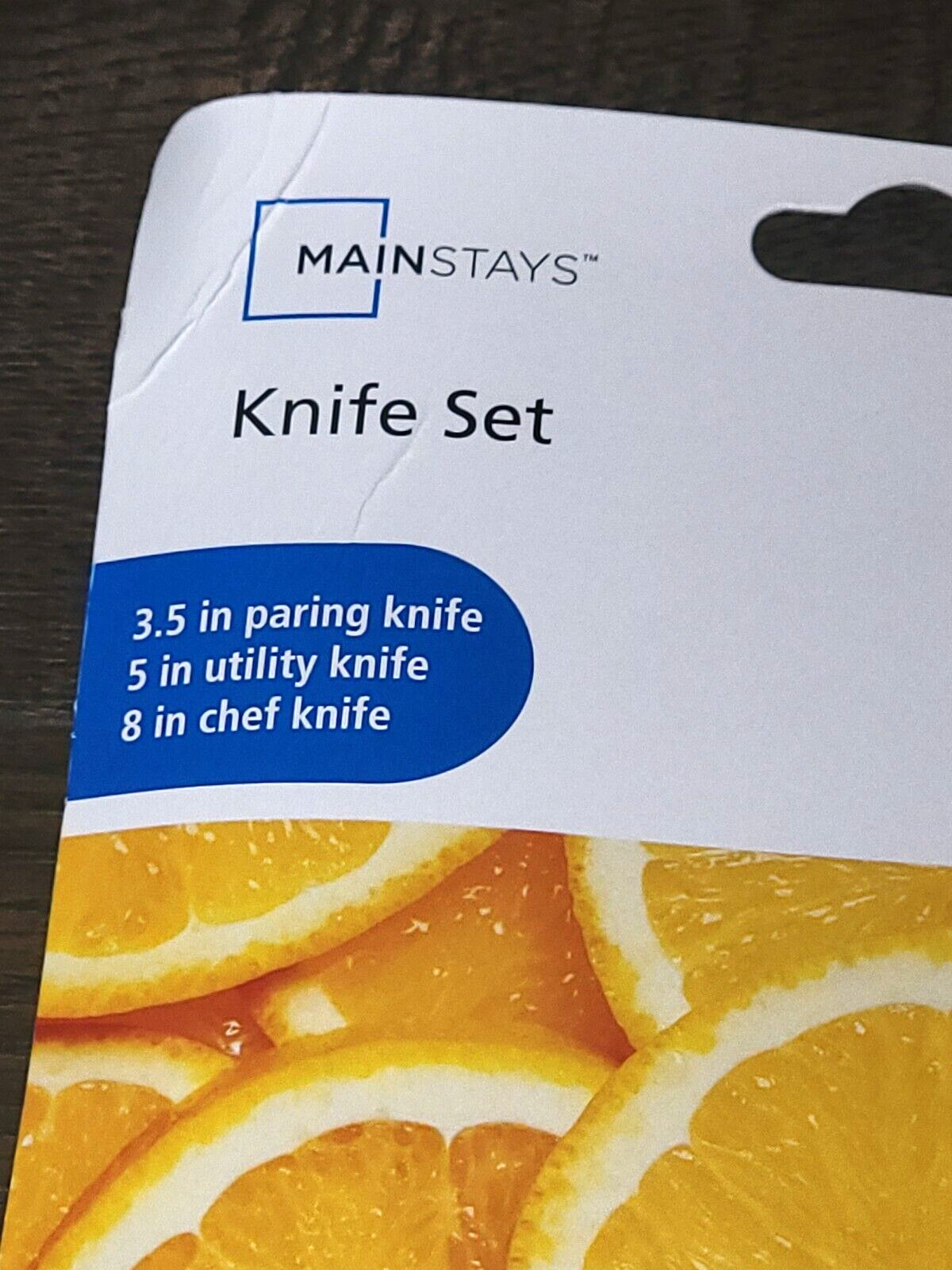 2 sets 3 Pc Stainless Steel Color Knife Set w/ Ergonomic Handles Kitchen Knives
