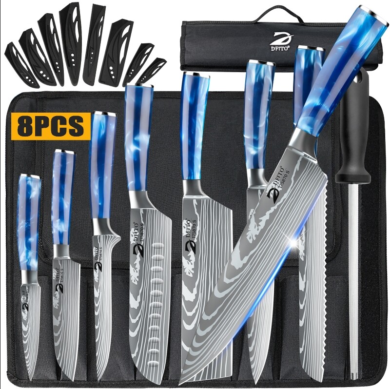 8PCS Professional Knife Set,High Carbon Stainless Steel Kitchen Chef Knife Set