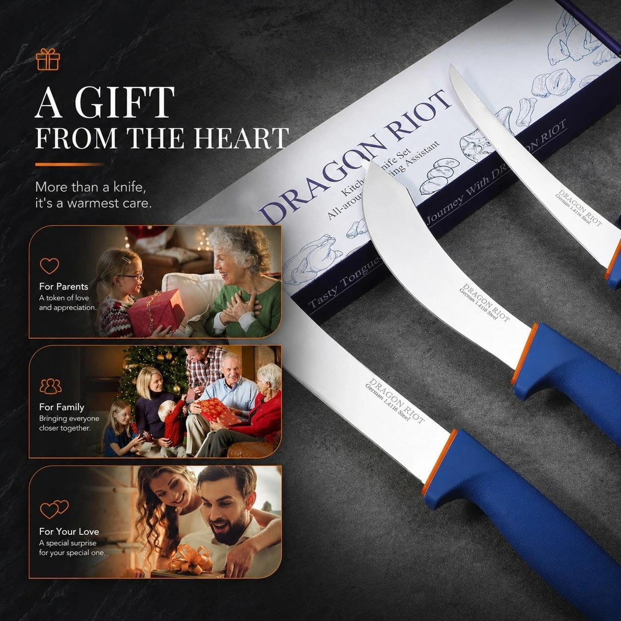 3 Pcs Butcher Knives Set, Meat Processing Knife Set for Brisket Trimming with Ge