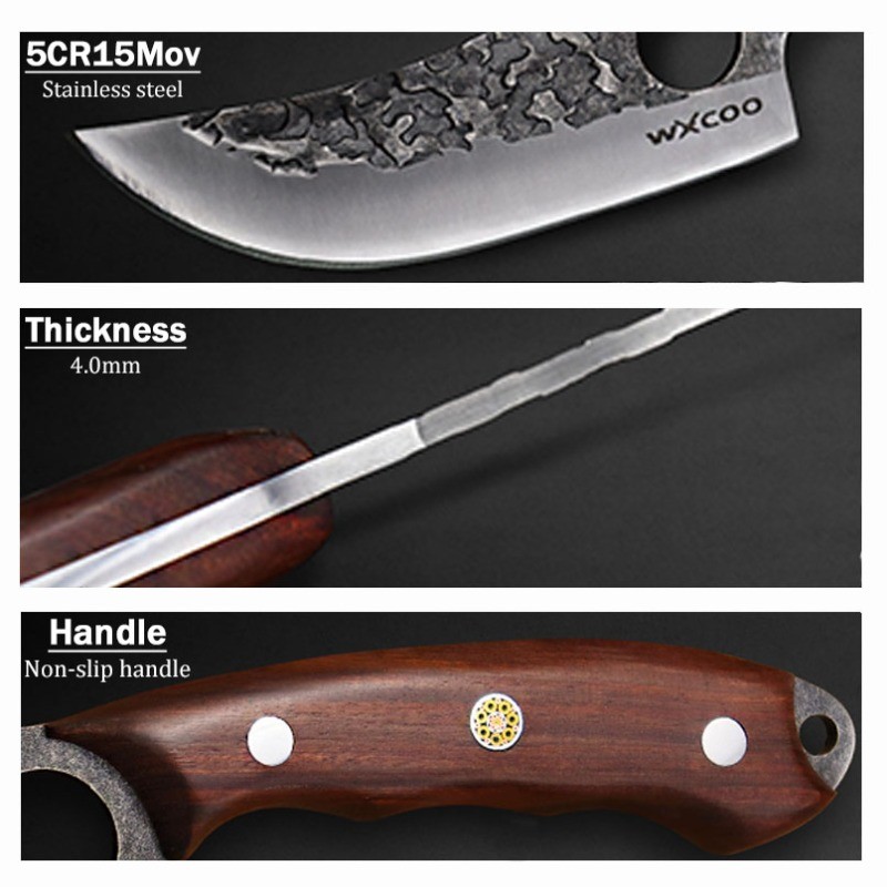 1-9PCS Professional Chef Knife Multipurpose Meat Cleaver Cooking Camping Knives