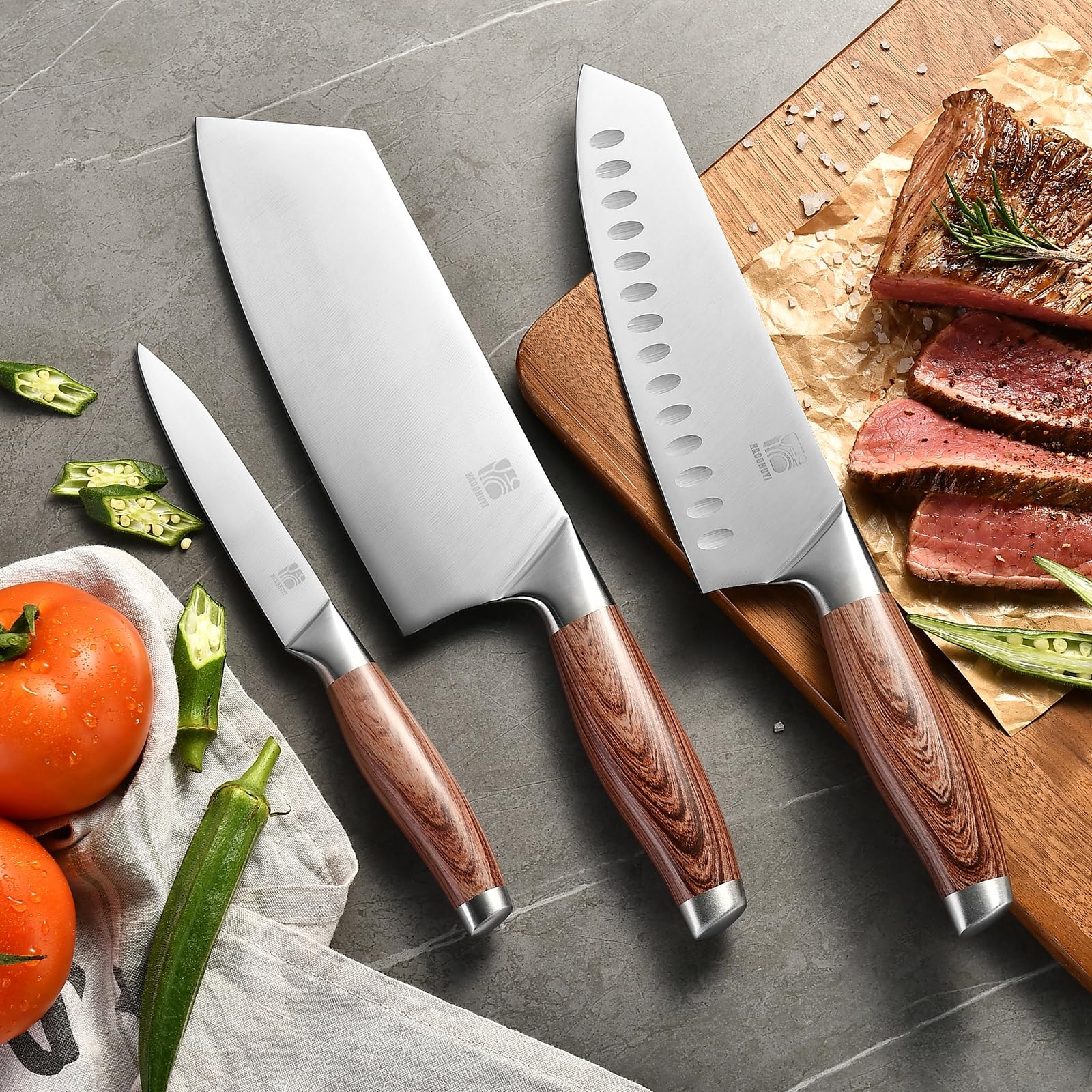 3-Piece Professional Chef Knife Set – Ultra-Sharp Kitchen Knives with Ergonom…