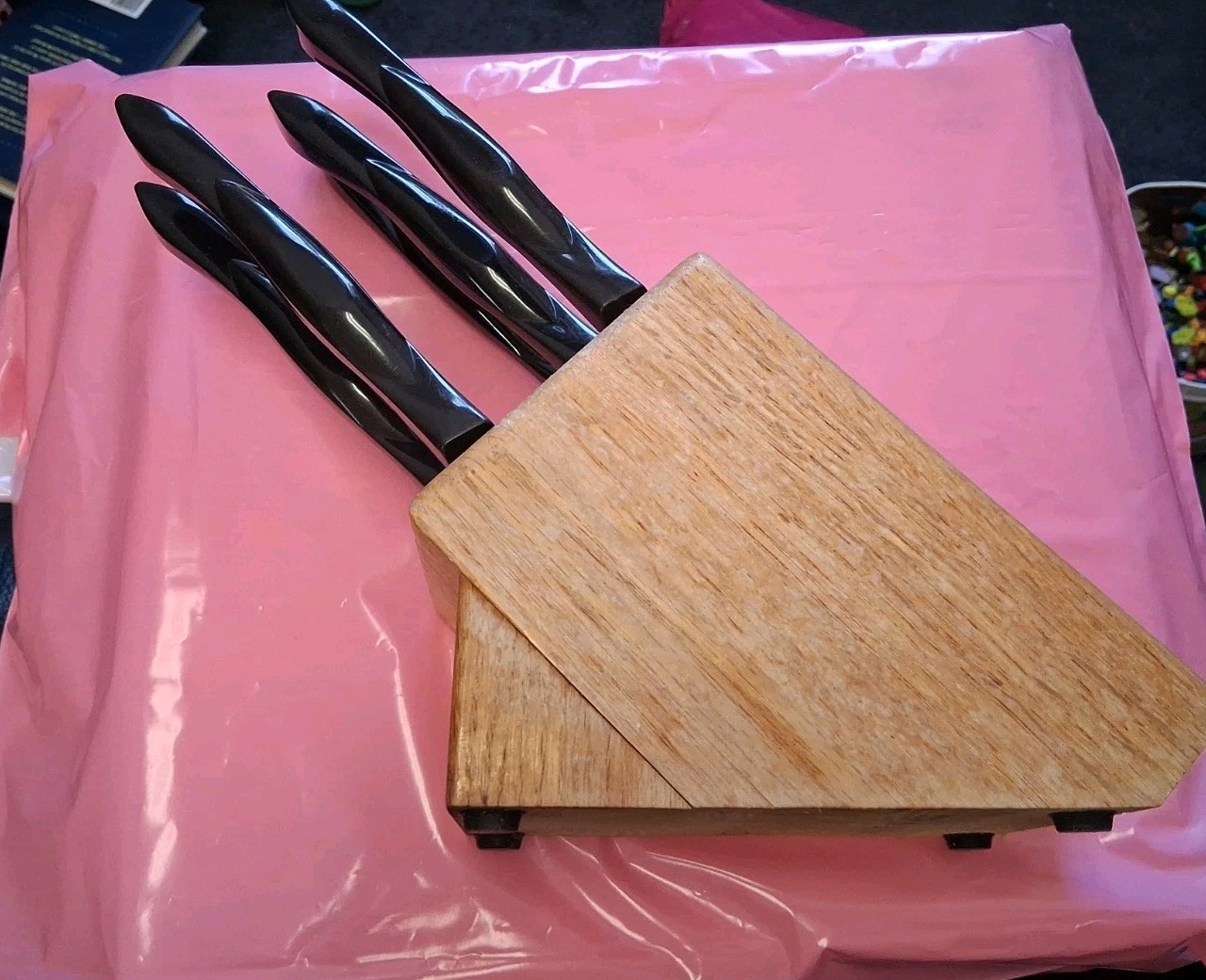 Cutco Knife Set 6 Piece Brown Black With Block Serated 1759