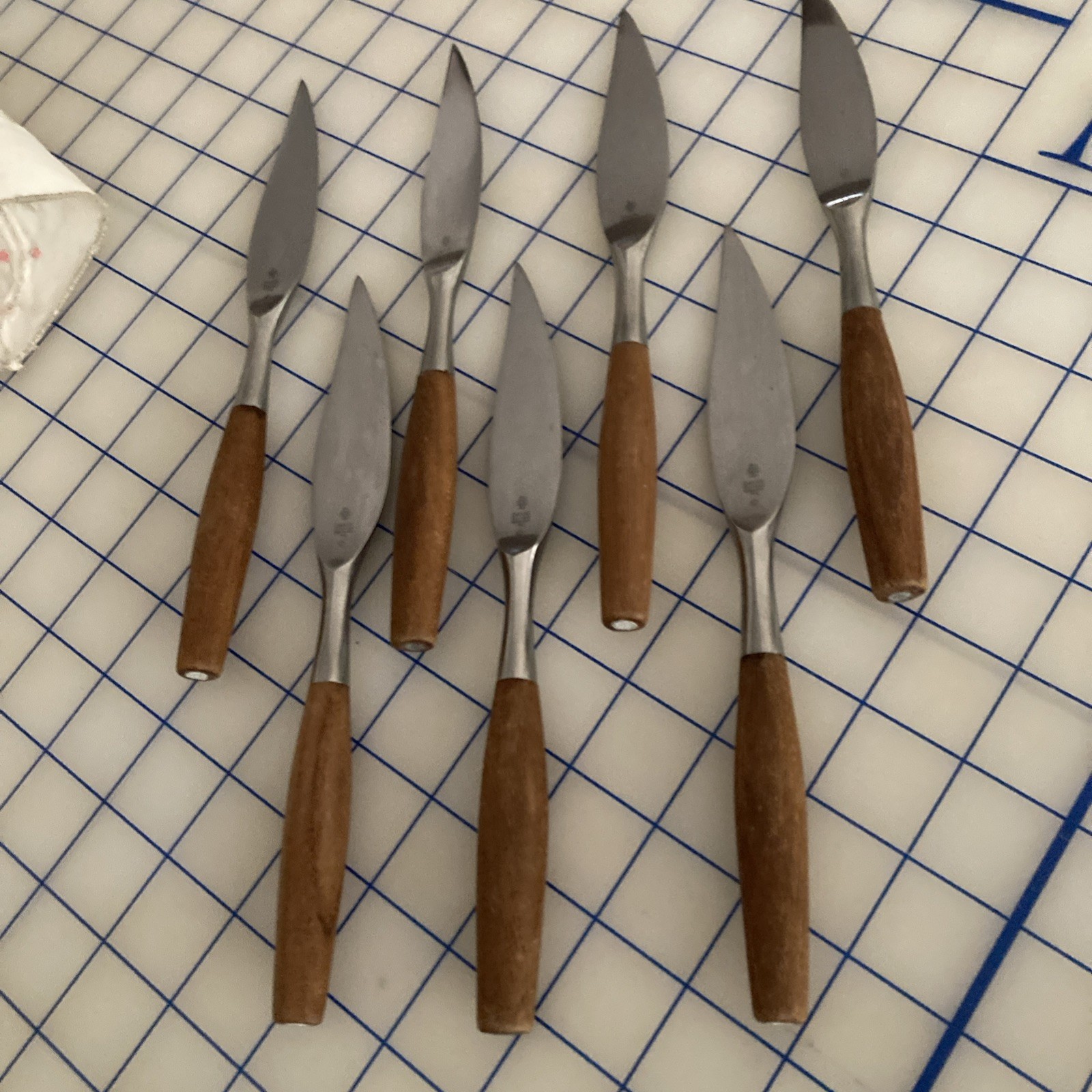 (Set of SEVEN) Dansk Fjord Steak Knives Germany IHQ Teak Handles