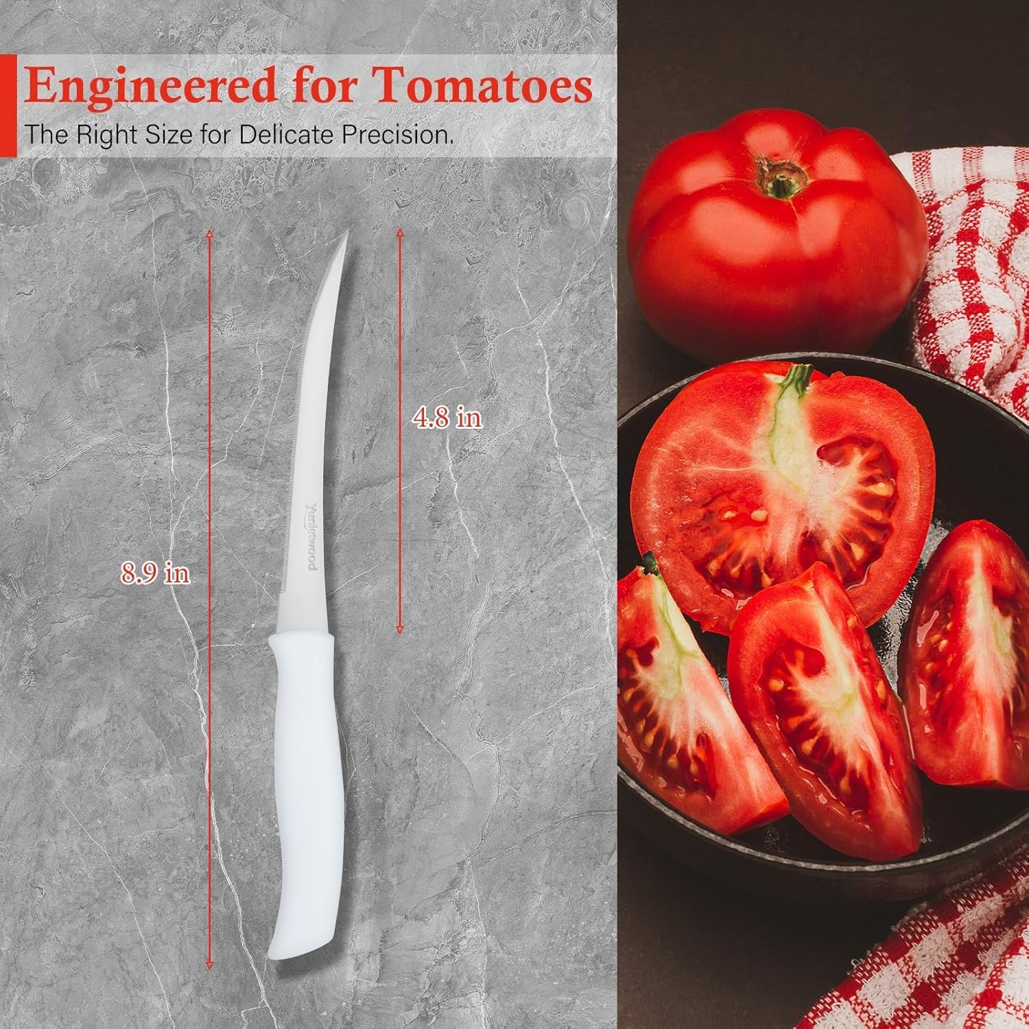 Tomato Knife 3rd Gen 2-Pack, Serrated Stainless Steel Blade – White