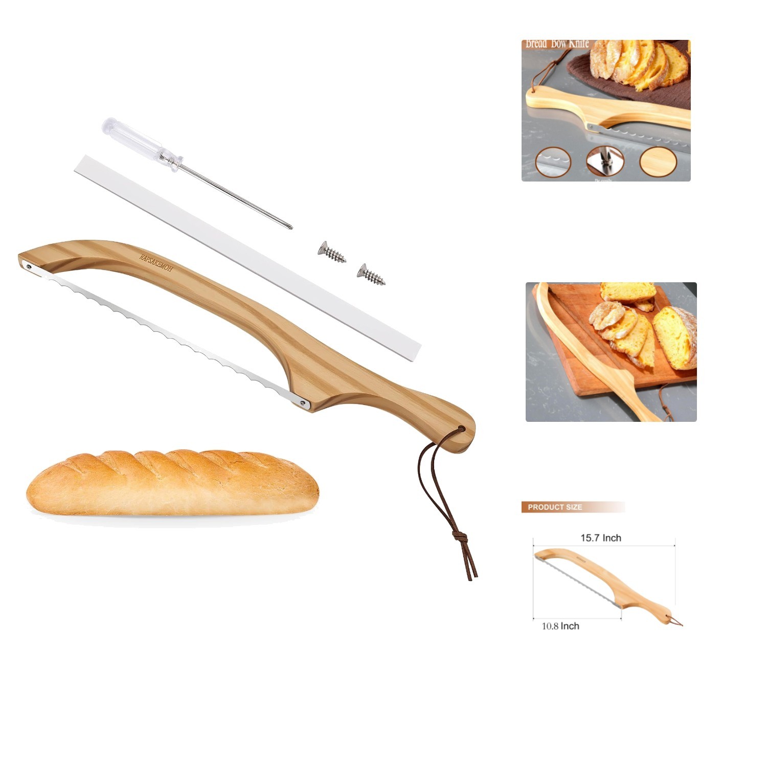 Luxury Wooden Bread Knife with Stainless Steel Blade – Ideal Gift for Bakers