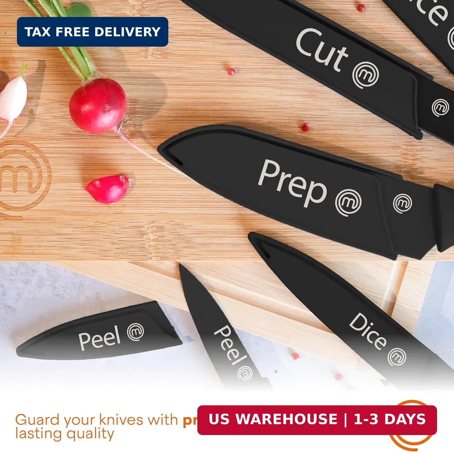 MasterChef Kitchen Knife Set with Covers, 6 Professional Chef Knives for Home Ki