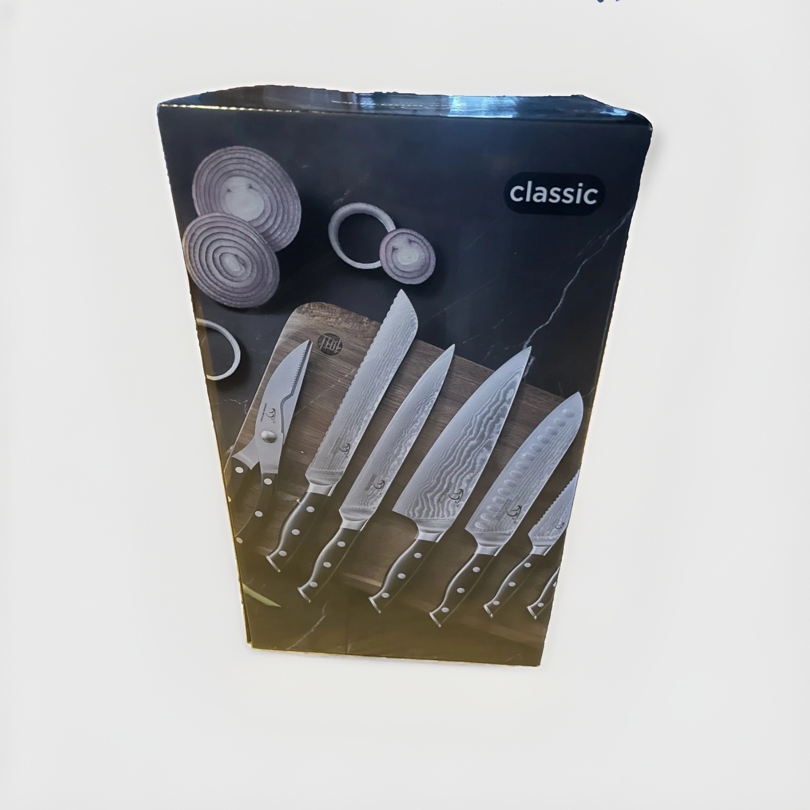 NANFANG BROTHERS 9 Piece Damascus Knife Set With Block, Ergonomic Handle Chef…