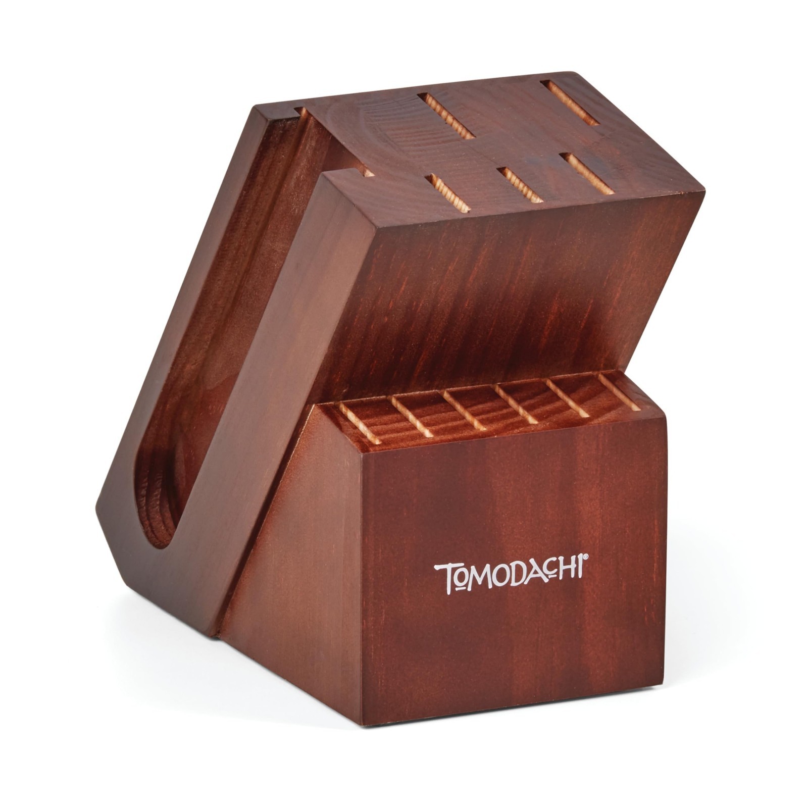 13-Piece Copper Knife Block Set, Brown Wood Kitchen Cutlery, Sharp & Durable
