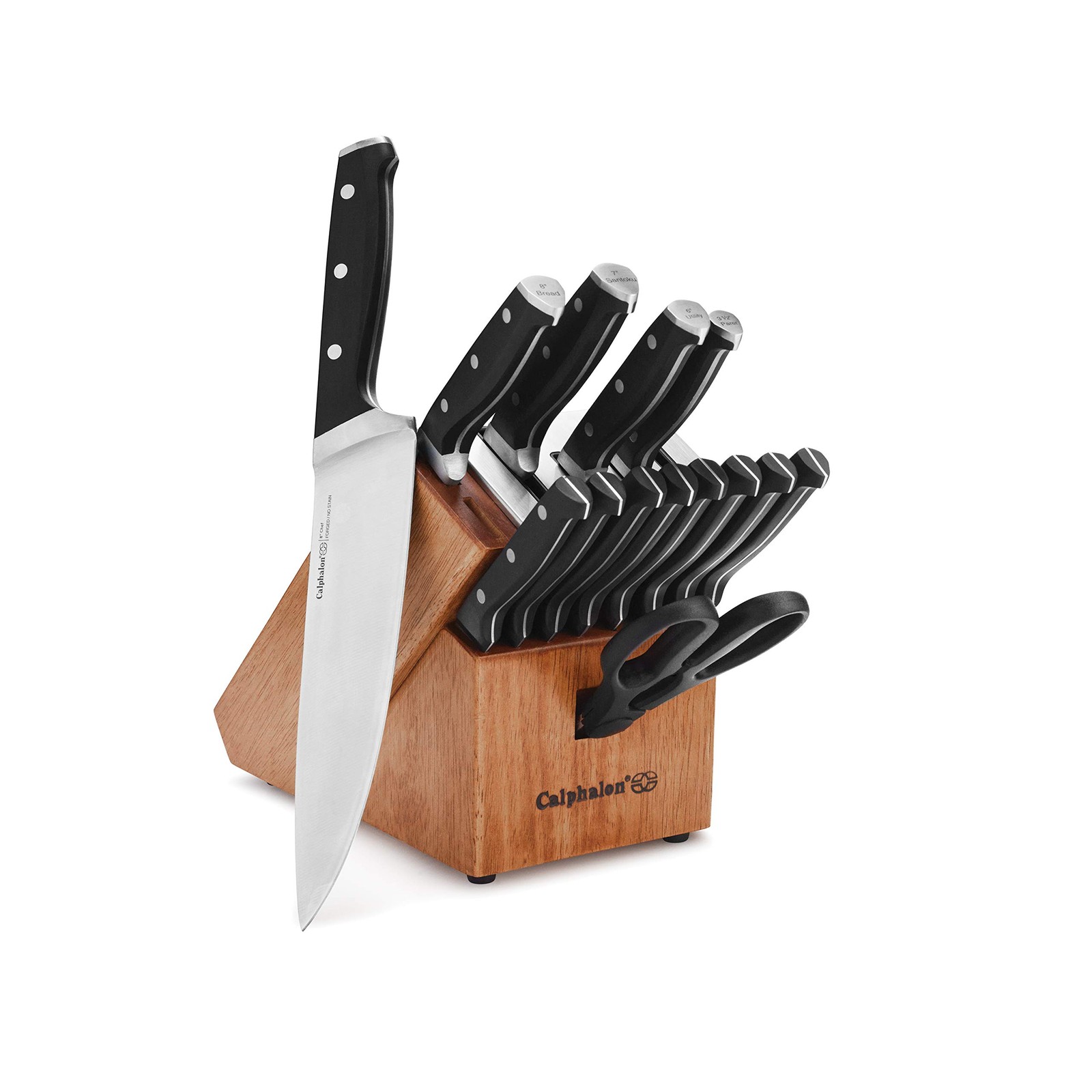 CALPHALON CLASSIC SELF-SHARPENING CUTLERY KNIFE BLOCK SET 15 PIECE – BROWN