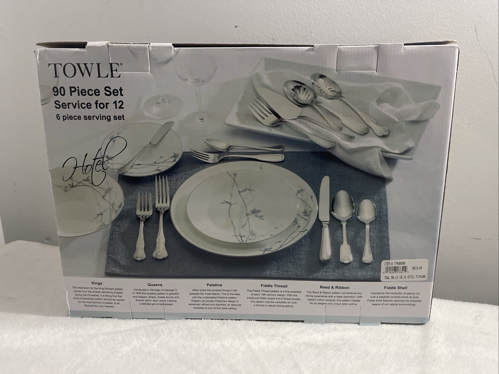 Towle T7490090 Hotel 90-Piece 18/10 Stainless Steel Flatware Set, Service for 12