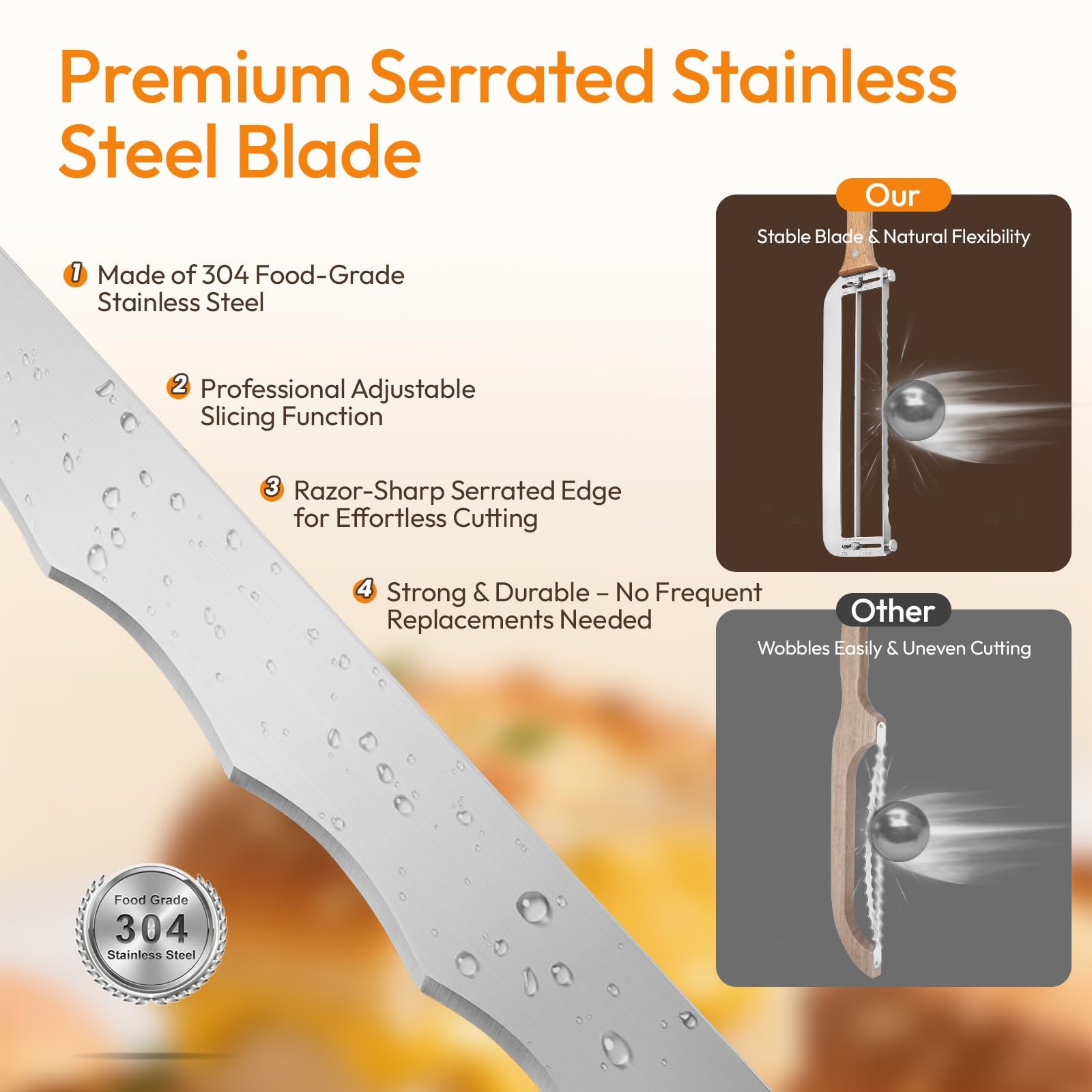 Adjustable Bread Slicer for Homemade Bread – Sourdough Bread Knife with Preci…