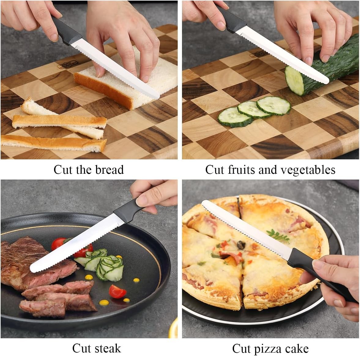Steak Knives Set of 12, Stainless Steel Steak Knife Set, Serrated Steak Knives,