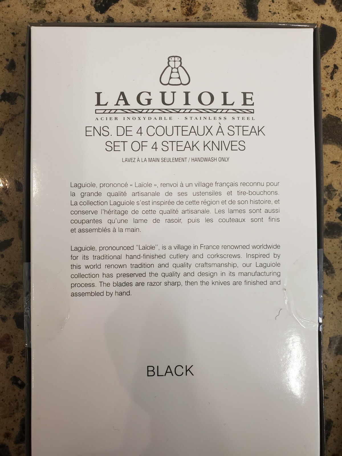 LAGUIOLE set of 4 steak knives in Red / Grey / Black and Blue ,Free shipping