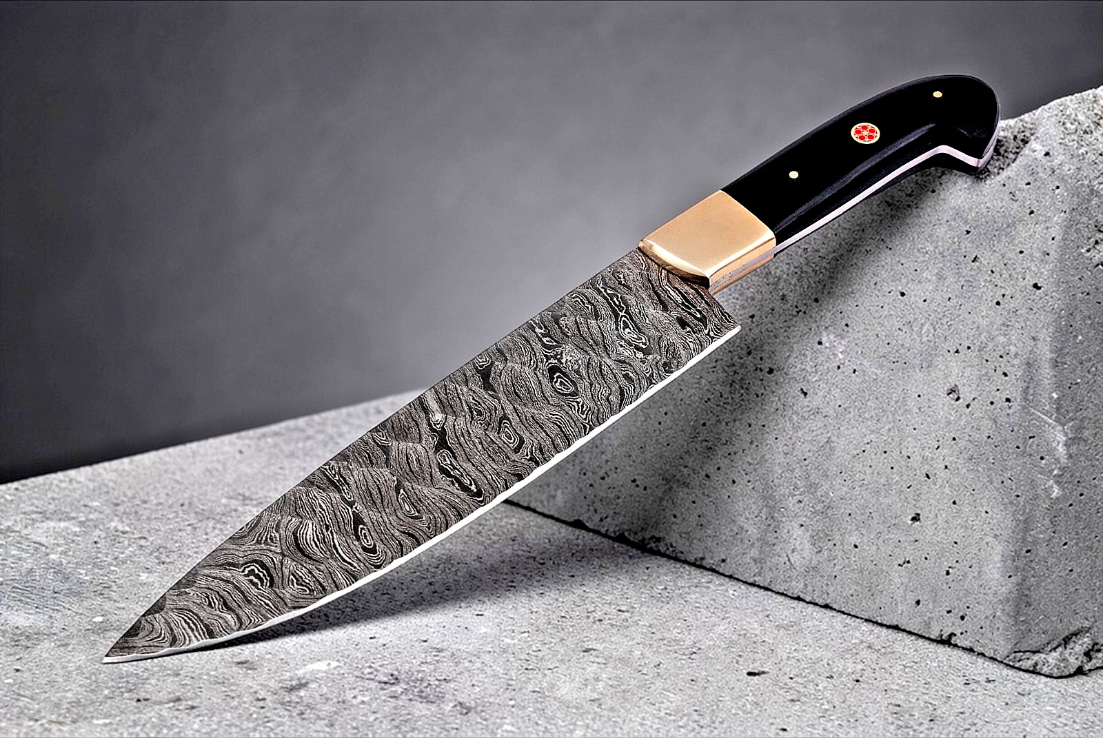 CUSTOM MADE HAND FORGED DAMASCUS STEEL KITCHEN CHEF KNIFE W BULL HORN HANDLE 956