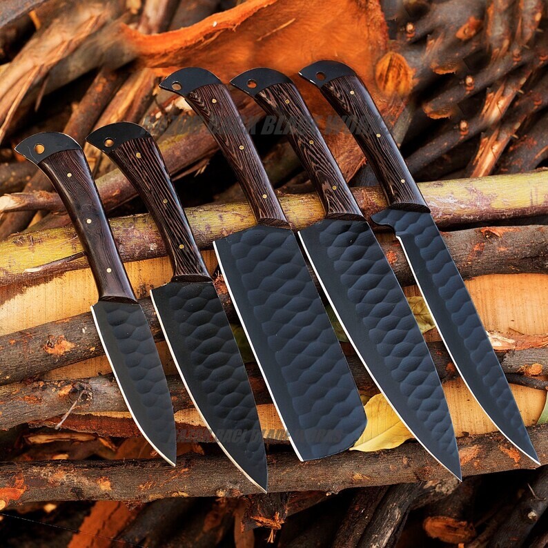 5Pieces Knives Set Carbon Steel Chef knife Cleaver Pairing Peeling Utility steak