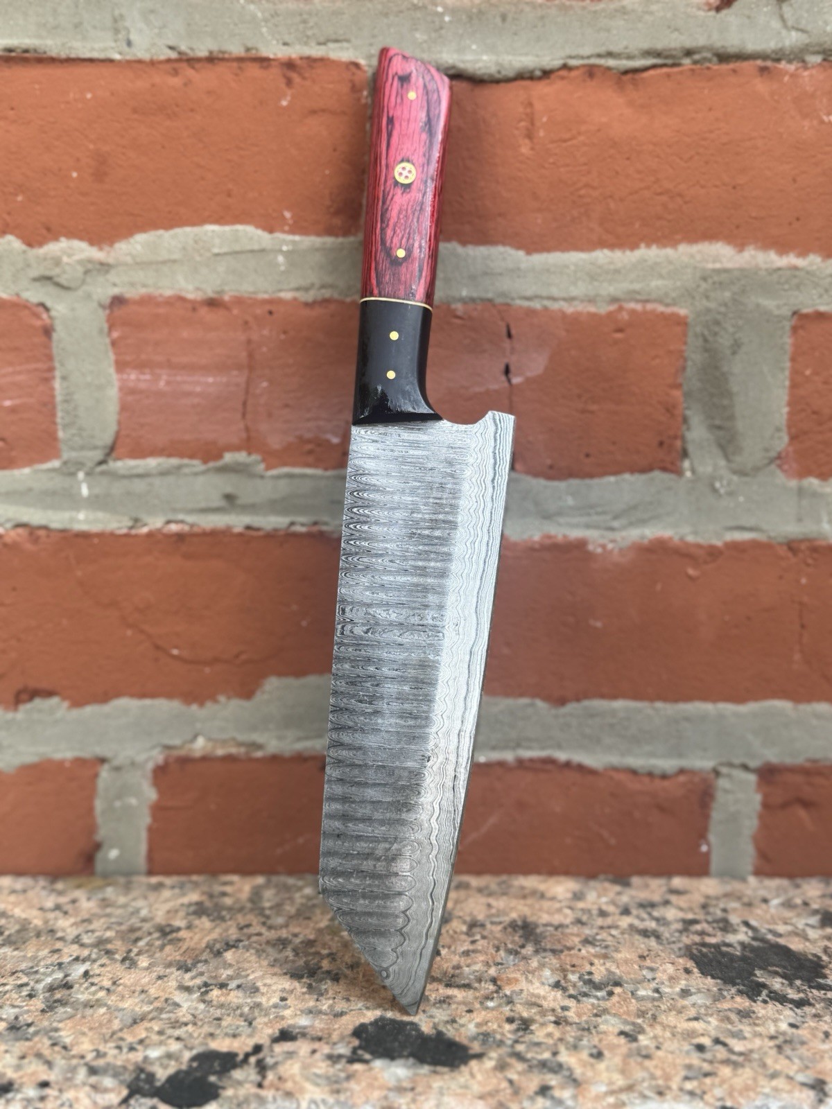 Custom Damascus Steel Fixed Blade Knife Chef Kitchen Knife Chopping Knife Black