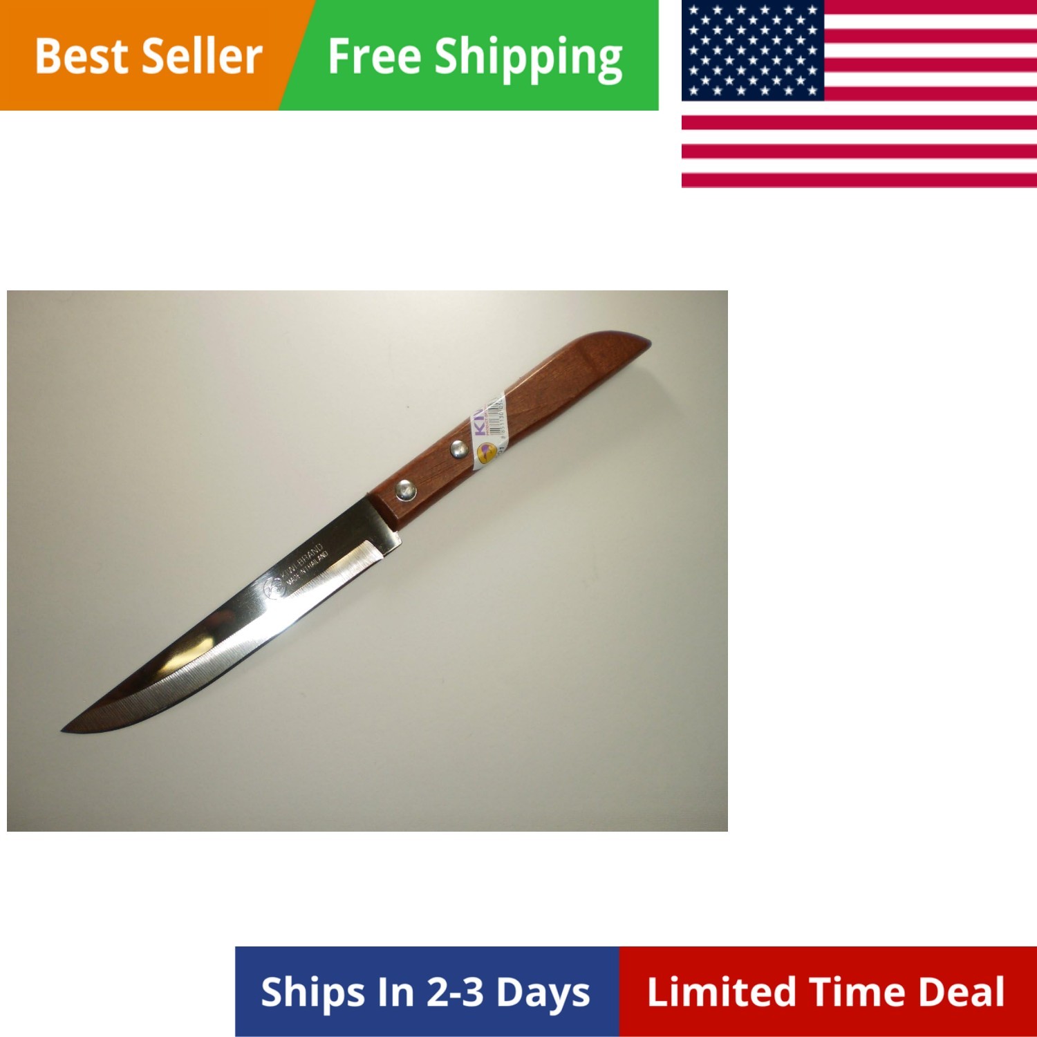 Set of 3 Stainless Steel Knives, wood handle 501