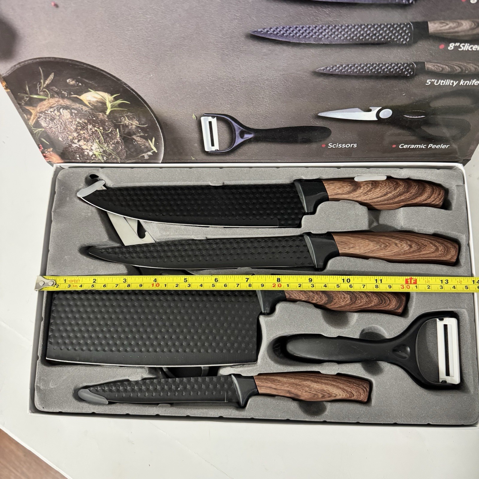 Home Chef Knife Set 6 Pcs, Assorted Kitchen Tools, Scissors, Peeler New In Box!
