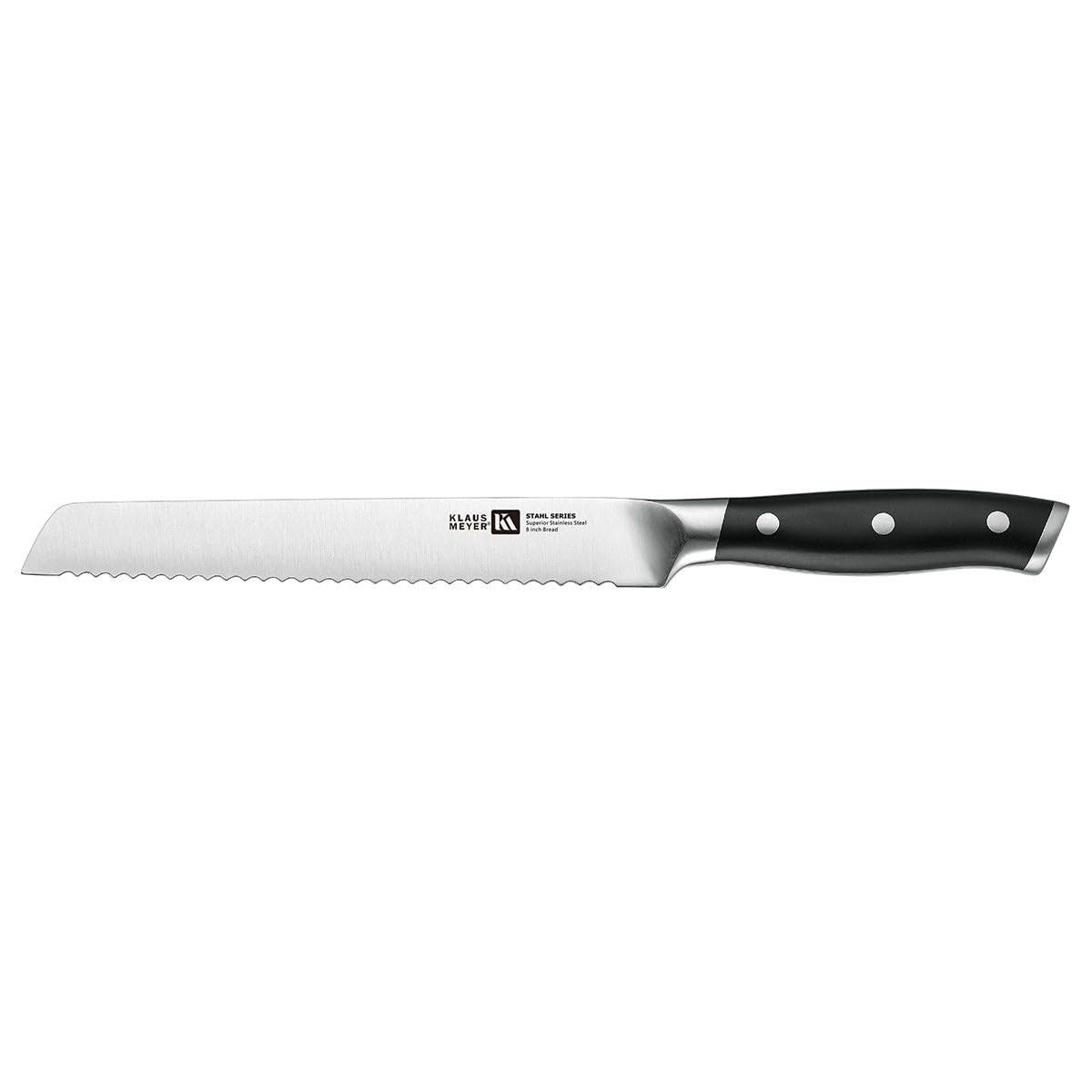 Stahl High Carbon Exclusive German Steel 8 inch Bread Knife (Black)